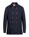 Brunello Cucinelli Man Overcoat & Trench Coat Navy Blue Size 46 Cotton, Polyamide, Cupro