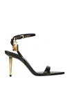 Tom Ford Woman Sandals Black Size 6.5 Goat Skin, Zamak, Steel
