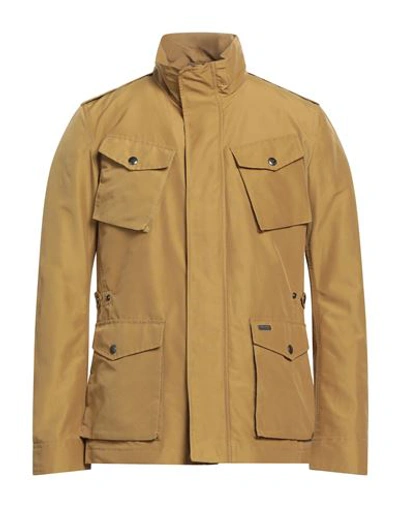 Woolrich Man Jacket Khaki Size M Cotton, Polyamide In Beige