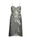Maison Margiela Midi Dress With Metallic Finish And Draped Detail In Grey