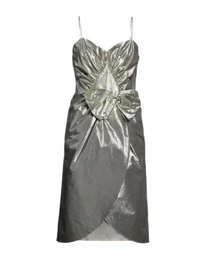 Maison Margiela Woman Midi Dress Platinum Size 12 Cotton, Polyester In Grey