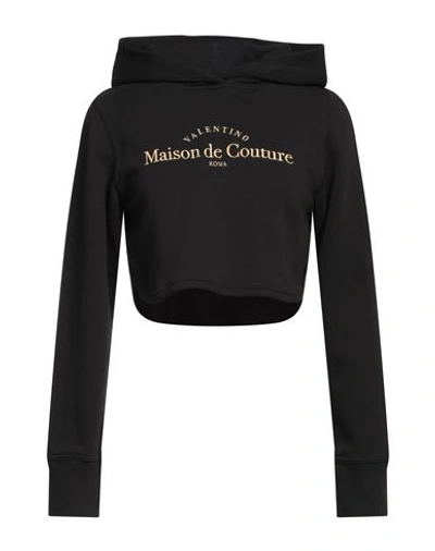 Valentino Garavani Woman Sweatshirt Black Size S Cotton, Polyamide, Metallic Fiber