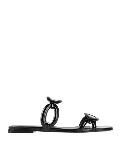 Valentino Garavani Woman Sandals Black Size 8 Soft Leather, Plastic