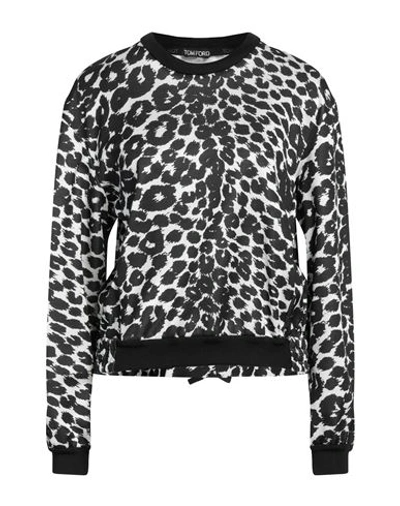 Tom Ford Woman Sweatshirt Black Size M Viscose, Silk, Polyamide, Calfskin