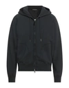 TOM FORD TOM FORD MAN SWEATSHIRT BLACK SIZE 44 COTTON, LAMBSKIN