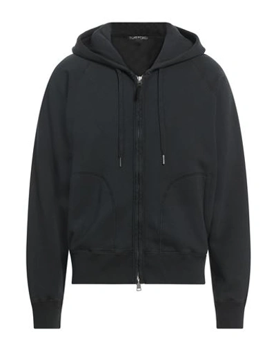 Tom Ford Man Sweatshirt Black Size 40 Cotton, Lambskin In Black