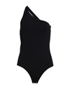 Alexander Mcqueen One-shoulder Polyamide Bodysuit In Black