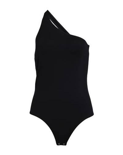 Alexander Mcqueen Woman Bodysuit Black Size 6 Polyamide, Elastane