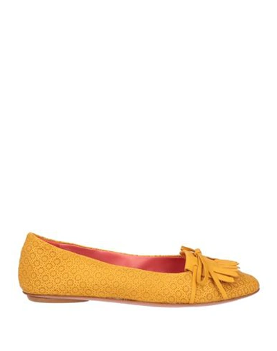 Calpierre Woman Ballet Flats Ocher Size 12 Leather In Yellow