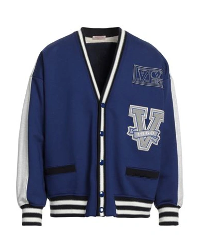 VALENTINO VALENTINO GARAVANI MAN SWEATSHIRT BLUE SIZE S COTTON, POLYESTER, VISCOSE, POLYAMIDE, METALLIC FIBER