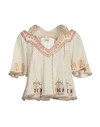 Isabel Marant Woman Top Beige Size 12 Cotton, Silk, Elastane In Beige