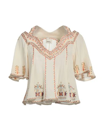 Isabel Marant Woman Top Beige Size 12 Cotton, Silk, Elastane