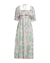 Ganni Short Sleeve Pleated Georgette Midi Smock Dress In Pink