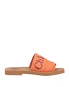 Chloé Woman Sandals Orange Size 6 Textile Fibers