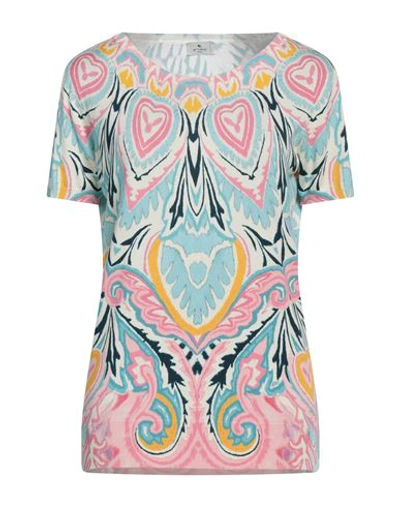 Etro Woman Sweater Sky Blue Size 10 Silk, Elastane