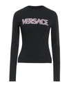 Versace Woman T-shirt Charcoal Size 12 Cotton, Elastane In Grey