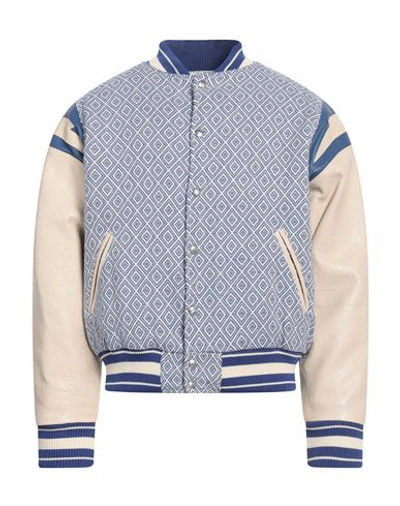 Rhude Man Jacket Blue Size L Polyester, Cotton, Lambskin