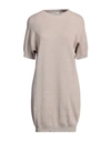 BRUNELLO CUCINELLI BRUNELLO CUCINELLI WOMAN MINI DRESS BEIGE SIZE L COTTON, BRASS