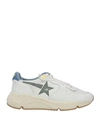 Golden Goose Running Sneakers In White Leather And Fabric In Off White