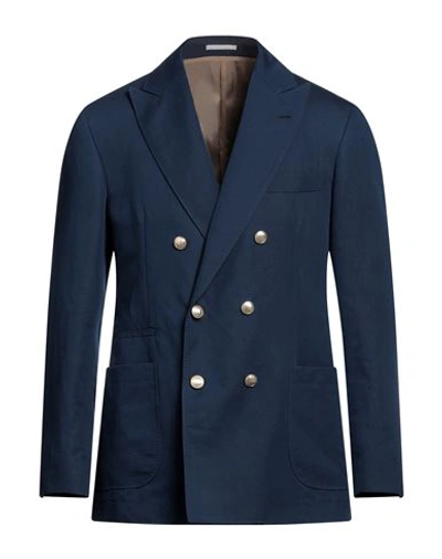 Brunello Cucinelli Wool-linen Denim-effect Blazer In Denim Blue