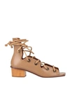 Stella Mccartney Woman Sandals Camel Size 7.5 Textile Fibers In Beige