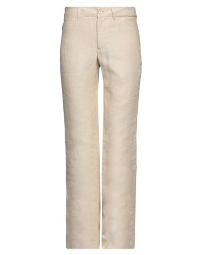 Etro Man Pants Beige Size 32 Linen