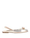 FERRAGAMO FERRAGAMO WOMAN BALLET FLATS PLATINUM SIZE 7.5 SOFT LEATHER