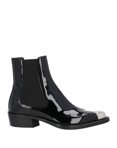 Alexander Mcqueen Woman Ankle Boots Black Size 7.5 Leather, Metal