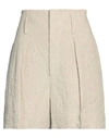 Brunello Cucinelli Wrinkled Canvas Short Bermuda, Short Beige