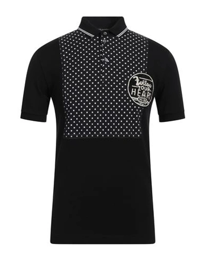 Dolce & Gabbana Man Polo Shirt Black Size 44 Cotton, Plastic, Glass, Polyester, Silk