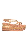 Alma En Pena . Woman Espadrilles Orange Size 11 Textile Fibers