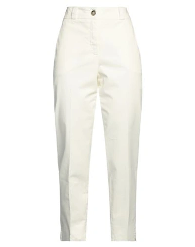Peserico Easy Woman Pants White Size 6 Cotton, Elastane