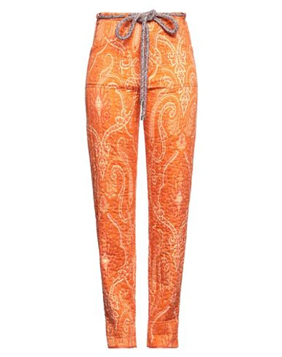 Etro Woman Pants Orange Size 4 Cotton