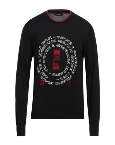 Dolce & Gabbana Man Sweater Black Size 44 Virgin Wool, Silk, Cashmere, Viscose, Polyester