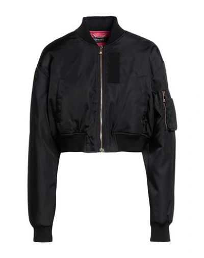 Versace Woman Jacket Black Size 8 Polyamide, Polyester, Wool, Acrylic
