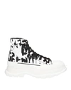 Alexander Mcqueen Tread Slick Mcqueen Graffiti Boots In White In White