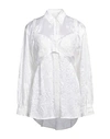 BURBERRY BURBERRY WOMAN SHIRT CREAM SIZE 6 CUPRO, POLYAMIDE, COTTON, POLYESTER