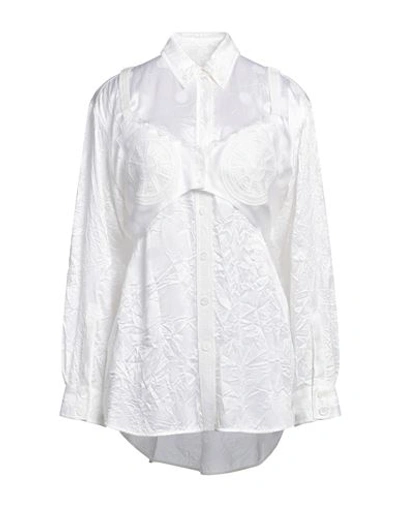 Burberry Woman Shirt Cream Size 4 Cupro, Polyamide, Cotton, Polyester In White