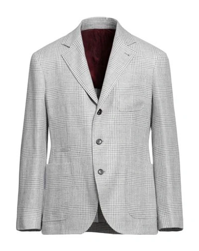 Brunello Cucinelli Man Blazer Light Grey Size 50 Linen, Wool, Silk, Cupro
