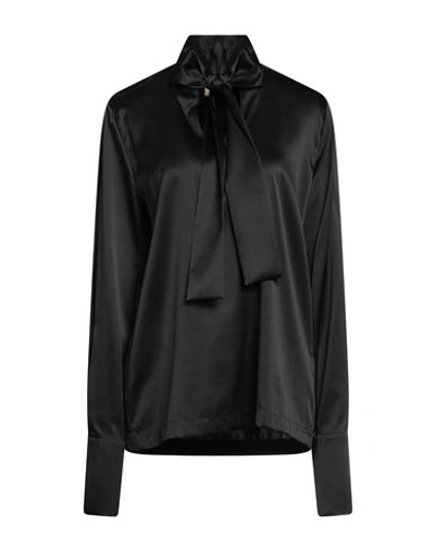 Materiel Matériel Woman Shirt Black Size 8 Silk, Elastane