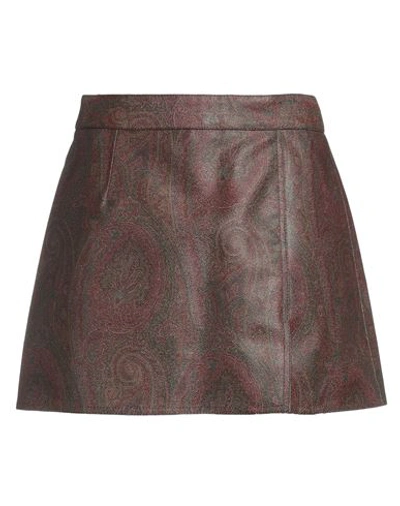 Etro Printed Coated-canvas Mini Skirt In Brown