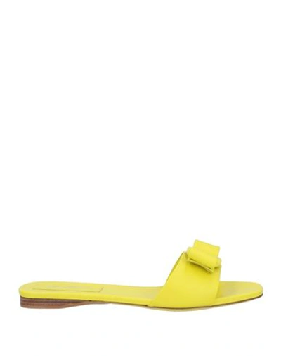 Ferragamo Woman Sandals Light Yellow Size 10.5 Lambskin