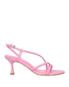 Lola Cruz Woman Sandals Fuchsia Size 11 Leather In Pink