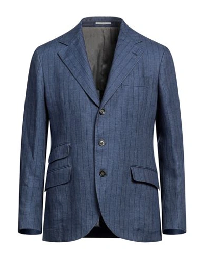 Brunello Cucinelli Man Blazer Blue Size 46 Linen