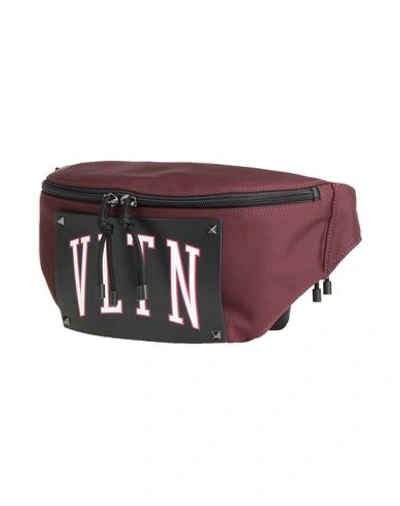 Valentino Garavani Man Belt Bag Burgundy Size - Textile Fibers, Soft Leather In Red