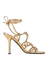 Valentino Rockstud Net 100 Metallic Leather Sandals In Gold