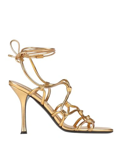 Valentino Garavani Woman Sandals Gold Size 10 Leather