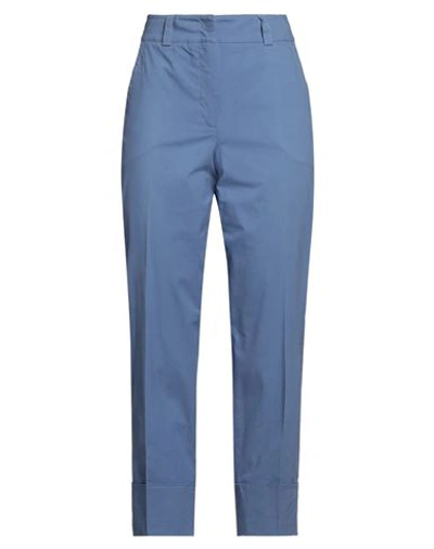Peserico Woman Pants Slate Blue Size 6 Cotton, Elastane In Blue