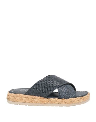 Studio Mode Woman Espadrilles Navy Size 10 Leather In Navy Blue