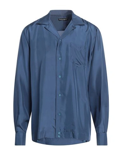 Dolce & Gabbana Man Shirt Slate Blue Size 17 ½ Silk